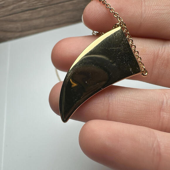 Stella & Dot Blue Stone Horn Shape Pendant Gold Tone Chain Necklace - Picture 13 of 14